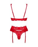 Obsessive - 3-Częściowy Czerwony Koronkowy Zestaw Seksownej Bielizny Amor Cherris S/M Obsessive