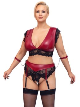 Cottelli Bondage - 2-Częściowy Koronkowy Komplecik Bondage Czerwono-Czarny 2XL Cottelli BONDAGE