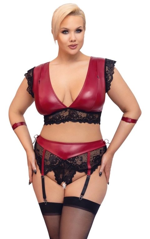 Cottelli Bondage - 2-Częściowy Koronkowy Komplecik Bondage Czerwono-Czarny 2XL Cottelli BONDAGE Cottelli Bondage - 2-Częściowy Koronkowy Komplecik Bondage Czerwono-Czarny 2XL Cottelli BONDAGE