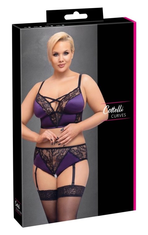 Cottelli CURVES - Satynowo-Koronkowy Zestaw Majtki Z Podwiązką I Stanik 2XL Cottelli CURVES Cottelli CURVES - Satynowo-Koronkowy Zestaw Majtki Z Podwiązką I Stanik 2XL Cottelli CURVES