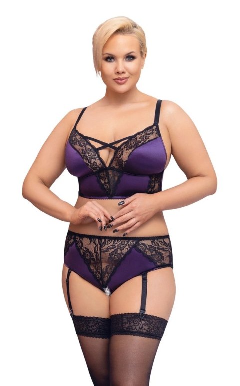 Cottelli CURVES - Satynowo-Koronkowy Zestaw Majtki Z Podwiązką I Stanik 2XL Cottelli CURVES Cottelli CURVES - Satynowo-Koronkowy Zestaw Majtki Z Podwiązką I Stanik 2XL Cottelli CURVES