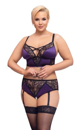 Cottelli CURVES - Satynowo-Koronkowy Zestaw Majtki Z Podwiązką I Stanik 3XL Cottelli CURVES