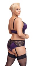 Cottelli CURVES - Satynowo-Koronkowy Zestaw Majtki Z Podwiązką I Stanik 4XL Cottelli CURVES