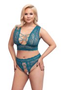 Cottelli CURVES - Seksowna Wycięta Braletka I Stringi Bez Krocza Niebieskie 2XL Cottelli CURVES