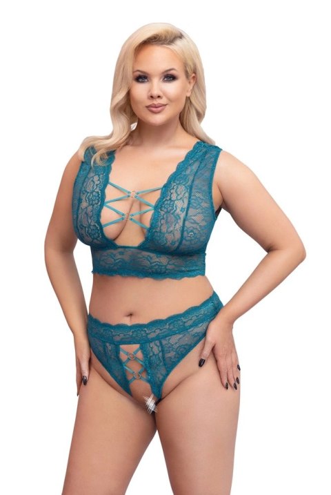 Cottelli CURVES - Seksowna Wycięta Braletka I Stringi Bez Krocza Niebieskie 2XL Cottelli CURVES Cottelli CURVES - Seksowna Wycięta Braletka I Stringi Bez Krocza Niebieskie 2XL Cottelli CURVES