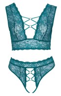 Cottelli CURVES - Seksowna Wycięta Braletka I Stringi Bez Krocza Niebieskie 2XL Cottelli CURVES