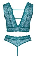 Cottelli CURVES - Seksowna Wycięta Braletka I Stringi Bez Krocza Niebieskie 2XL Cottelli CURVES