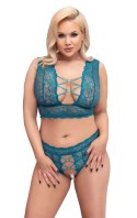 Cottelli CURVES - Seksowna Wycięta Braletka I Stringi Bez Krocza Niebieskie 3XL Cottelli CURVES