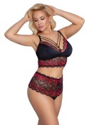 Cottelli CURVES - Seksowny Koronkowy Secik Wysokie Stringi I Biustonosz Z Paseczkami 2XL Cottelli CURVES