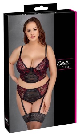 Cottelli CURVES - Seksowny Zestaw Z Kwiatowej Koronki Czarno-Czerwony 85C/L Cottelli CURVES