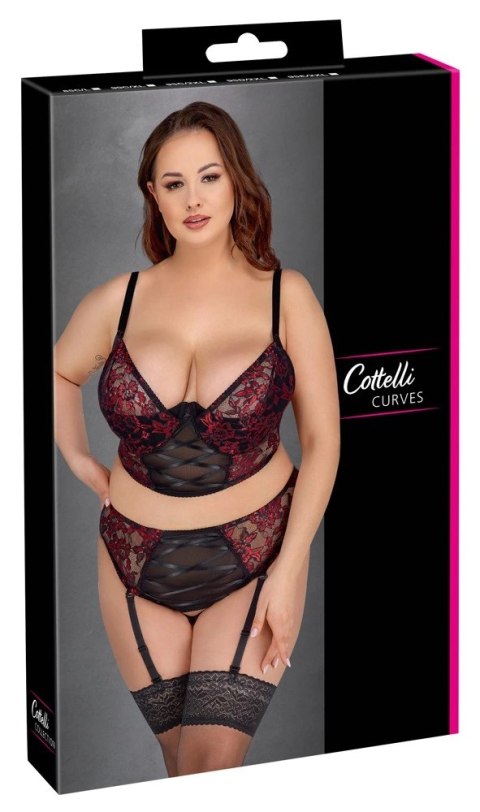 Cottelli CURVES - Seksowny Zestaw Z Kwiatowej Koronki Czarno-Czerwony 85C/L Cottelli CURVES Cottelli CURVES - Seksowny Zestaw Z Kwiatowej Koronki Czarno-Czerwony 85C/L Cottelli CURVES