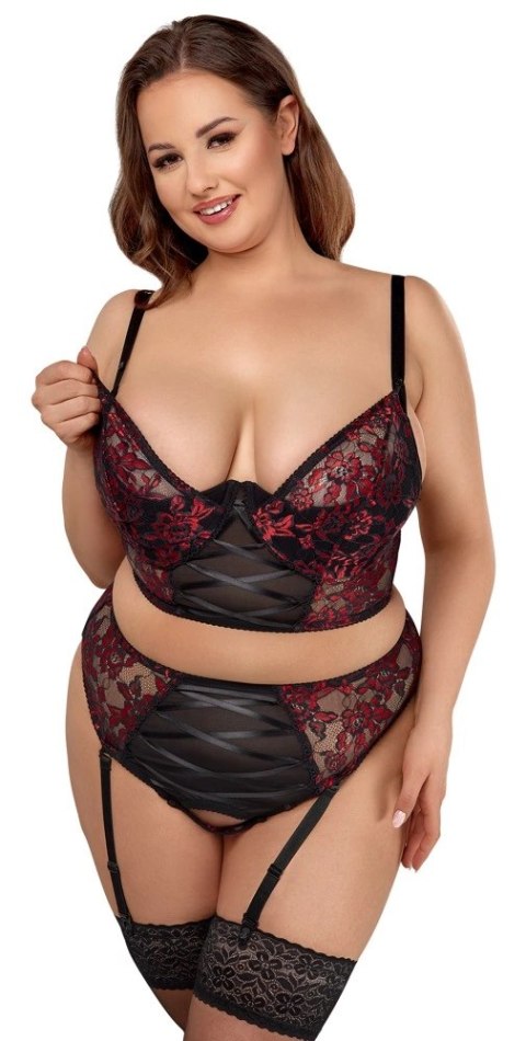 Cottelli CURVES - Seksowny Zestaw Z Kwiatowej Koronki Czarno-Czerwony 85C/L Cottelli CURVES Cottelli CURVES - Seksowny Zestaw Z Kwiatowej Koronki Czarno-Czerwony 85C/L Cottelli CURVES
