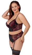 Cottelli CURVES - Seksowny Zestaw Z Kwiatowej Koronki Czarno-Czerwony 85C/L Cottelli CURVES