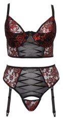 Cottelli CURVES - Seksowny Zestaw Z Kwiatowej Koronki Czarno-Czerwony 85C/L Cottelli CURVES
