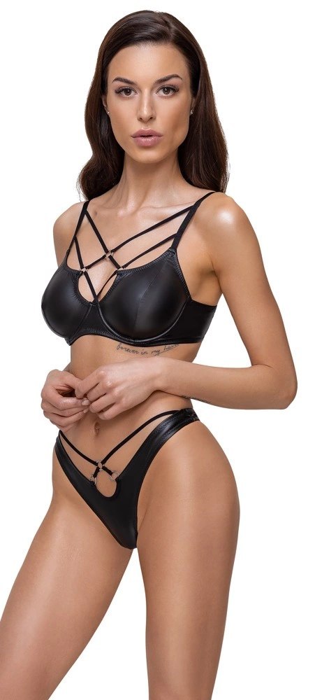 Cottelli LINGERIE - Czarny Matowy 2-Częściowy Set Z Ozdobnymi Paseczkami 75B/S Cottelli LINGERIE Cottelli LINGERIE - Czarny Matowy 2-Częściowy Set Z Ozdobnymi Paseczkami 75B/S Cottelli LINGERIE