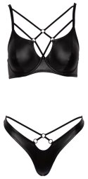Cottelli LINGERIE - Czarny Matowy 2-Częściowy Set Z Ozdobnymi Paseczkami 75B/S Cottelli LINGERIE