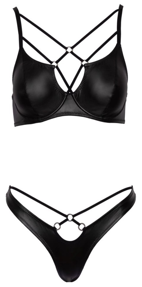 Cottelli LINGERIE - Czarny Matowy 2-Częściowy Set Z Ozdobnymi Paseczkami 75B/S Cottelli LINGERIE Cottelli LINGERIE - Czarny Matowy 2-Częściowy Set Z Ozdobnymi Paseczkami 75B/S Cottelli LINGERIE