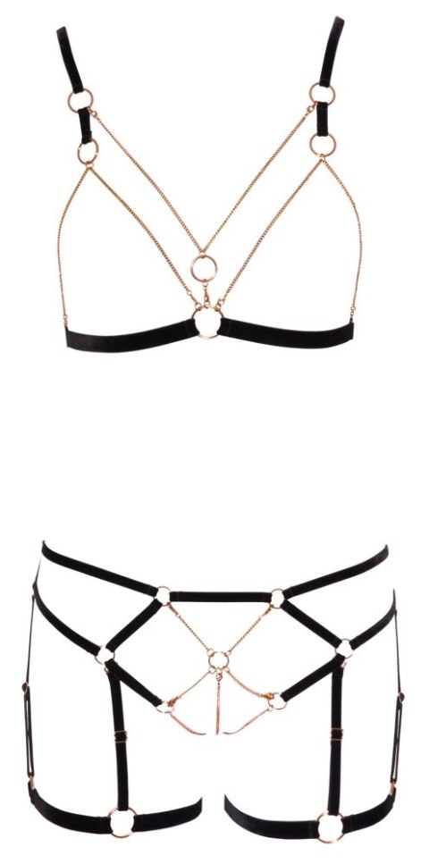 Cottelli LINGERIE - Seksowny Biustonosz Z Paseczków I Łańcuszków + Figi Z Koronką XL Cottelli LINGERIE Cottelli LINGERIE - Seksowny Biustonosz Z Paseczków I Łańcuszków + Figi Z Koronką XL Cottelli LINGERIE