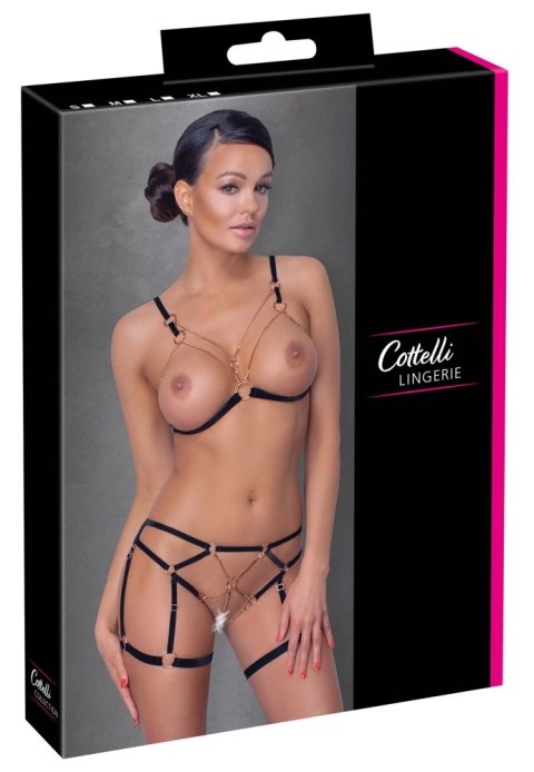 Cottelli LINGERIE - Seksowny Biustonosz Z Paseczków I Łańcuszków + Figi Z Koronką L Cottelli LINGERIE Cottelli LINGERIE - Seksowny Biustonosz Z Paseczków I Łańcuszków + Figi Z Koronką L Cottelli LINGERIE