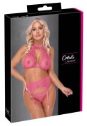 Cottelli LINGERIE - Seksowny Różowy Komplecik Biustonosz Pas I Stringi S/M Cottelli LINGERIE