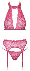 Cottelli LINGERIE - Seksowny Różowy Komplecik Biustonosz Pas I Stringi S/M Cottelli LINGERIE