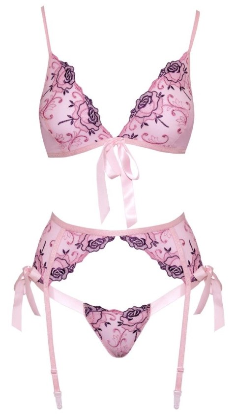 Kissable - Seksowny 3-Częściowy Różowy Kwiatowy Komplecik S/M Kissable Kissable - Seksowny 3-Częściowy Różowy Kwiatowy Komplecik S/M Kissable