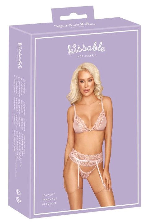 Kissable - Seksowny Koronkowy Różowy Komplecik S/M Kissable Kissable - Seksowny Koronkowy Różowy Komplecik S/M Kissable
