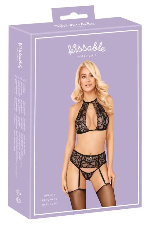 Kissable - Zmysłowy Koronkowy Komplecik Z Kwiatowym Wzorem Czarny L/XL Kissable Kissable - Zmysłowy Koronkowy Komplecik Z Kwiatowym Wzorem Czarny L/XL Kissable