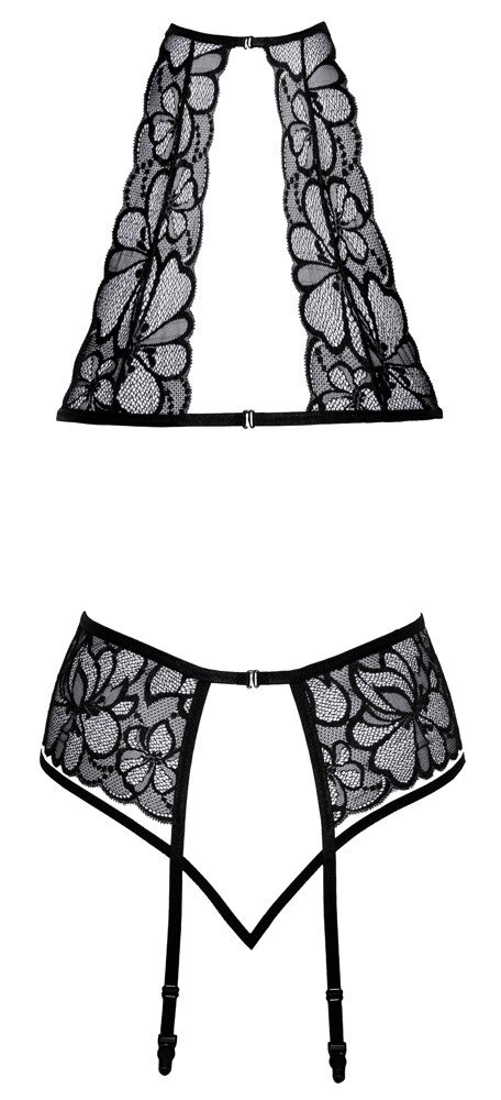 Kissable - Zmysłowy Koronkowy Komplecik Z Kwiatowym Wzorem Czarny L/XL Kissable Kissable - Zmysłowy Koronkowy Komplecik Z Kwiatowym Wzorem Czarny L/XL Kissable