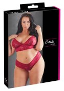 Cottelli CURVES - Czerwony Koronkowy Zestaw Stanik Bez Zapięcia I Stringi Bez Kroku 2XL Cottelli CURVES