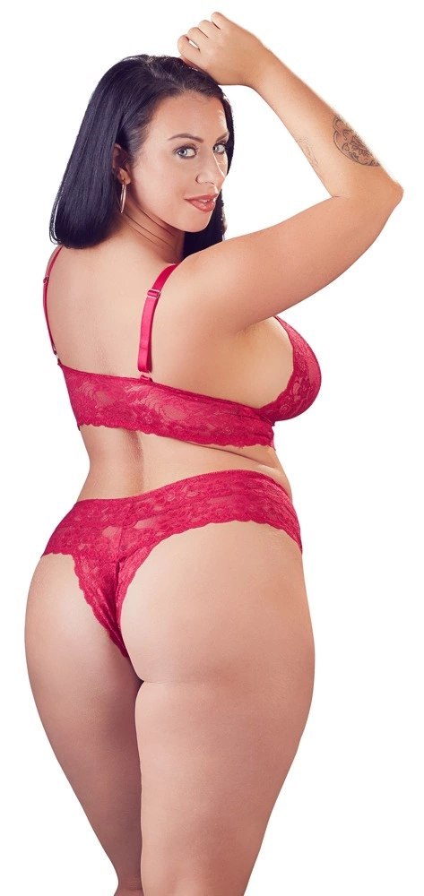 Cottelli CURVES - Czerwony Koronkowy Zestaw Stanik Bez Zapięcia I Stringi Bez Kroku 2XL Cottelli CURVES Cottelli CURVES - Czerwony Koronkowy Zestaw Stanik Bez Zapięcia I Stringi Bez Kroku 2XL Cottelli CURVES