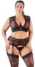 Cottelli CURVES - Koronkowa Seksowna Breletka Z Pasem Do Pończoch I Stringami 3XL Cottelli CURVES