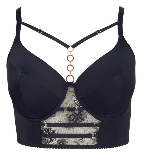 Cottelli CURVES - Seksowny Czarny Biustonosz Z Dodatkiem Koronki I Różowego Złota 85D Cottelli CURVES Cottelli CURVES - Seksowny Czarny Biustonosz Z Dodatkiem Koronki I Różowego Złota 85D Cottelli CURVES