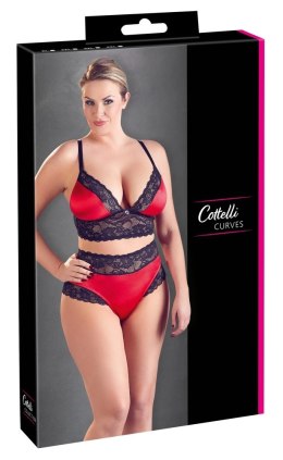 Cottelli CURVES - Seksowny Komplecik Stanik I Stringi Z Elegancką Koronką Czarno-Czerwony 4XL Cottelli CURVES
