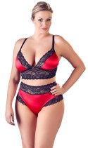 Cottelli CURVES - Seksowny Komplecik Stanik I Stringi Z Elegancką Koronką Czarno-Czerwony 4XL Cottelli CURVES