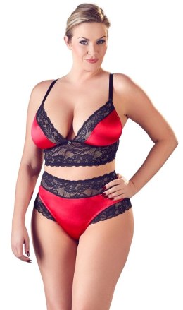 Cottelli CURVES - Seksowny Komplecik Stanik I Stringi Z Elegancką Koronką Czarno-Czerwony 4XL Cottelli CURVES
