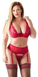 Cottelli CURVES - Seksowny Koronkowy Zestaw Do Striptizu Czerwony 90E/XL Cottelli CURVES