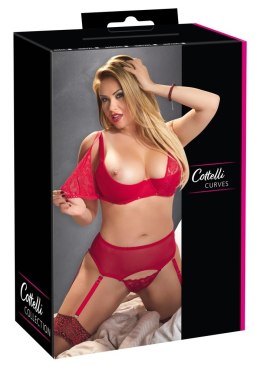 Cottelli CURVES - Seksowny Koronkowy Zestaw Do Striptizu Czerwony 90F/XL Cottelli CURVES