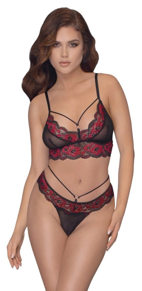 Cottelli LINGERIE - 2-Częściowy Komplecik Z Siateczką I Kwiatową Koronką Czarno-Czerwony L Cottelli LINGERIE Cottelli LINGERIE - 2-Częściowy Komplecik Z Siateczką I Kwiatową Koronką Czarno-Czerwony L Cottelli LINGERIE