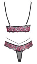 Cottelli LINGERIE - 2-Częściowy Komplecik Z Siateczką I Kwiatową Koronką Czarno-Czerwony L Cottelli LINGERIE