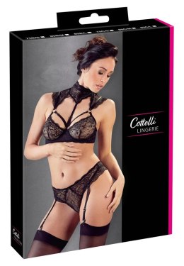 Cottelli LINGERIE - Koronkowy Biustonosz Z Kołnierzem I Stringi Z Paskami Do Pończoch 75C/S Cottelli LINGERIE