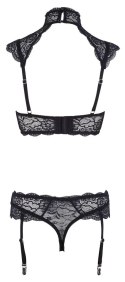Cottelli LINGERIE - Koronkowy Biustonosz Z Kołnierzem I Stringi Z Paskami Do Pończoch 80C/M Cottelli LINGERIE