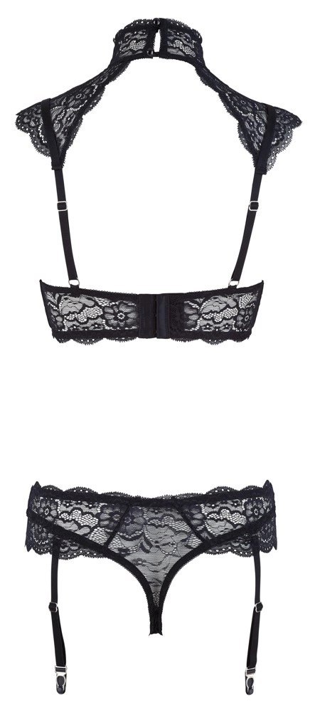 Cottelli LINGERIE - Koronkowy Biustonosz Z Kołnierzem I Stringi Z Paskami Do Pończoch 80C/M Cottelli LINGERIE Cottelli LINGERIE - Koronkowy Biustonosz Z Kołnierzem I Stringi Z Paskami Do Pończoch 80C/M Cottelli LINGERIE