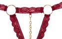 Cottelli LINGERIE - Otwarty Koronkowy Biustonosz + Stringi Z Łańcuszkiem Czerwony M/L Cottelli LINGERIE