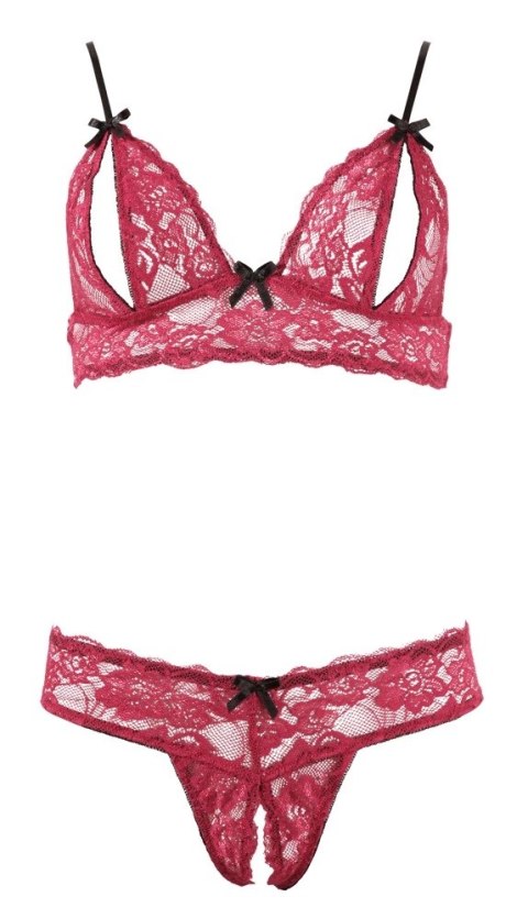 Cottelli LINGERIE - Seksowny Otwarty Biustonosz + Stringi Bez Krocza Czerwone L Cottelli LINGERIE Cottelli LINGERIE - Seksowny Otwarty Biustonosz + Stringi Bez Krocza Czerwone L Cottelli LINGERIE