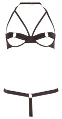 Cottelli LINGERIE - Seksowny Otwarty Biustonosz + Stringi Czarne 75B/S Cottelli LINGERIE