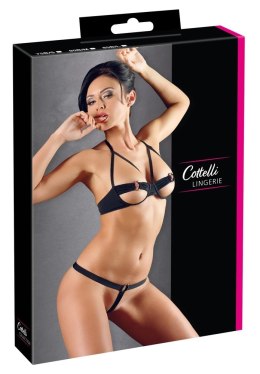 Cottelli LINGERIE - Seksowny Otwarty Biustonosz + Stringi Czarne 85B/L Cottelli LINGERIE