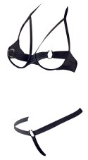 Cottelli LINGERIE - Seksowny Otwarty Biustonosz + Stringi Czarne 85B/L Cottelli LINGERIE