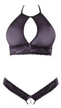 Cottelli LINGERIE - Siateczkowy Biustonosz I Otwarte Stringi Z Delikatną Koronką L/XL Cottelli LINGERIE