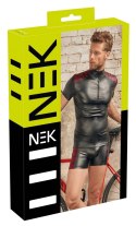NEK - Czarna Matowa Koszulka Z Kołnierzem I Czerwonymi Wstawkami Na Ramionach 2XL NEK